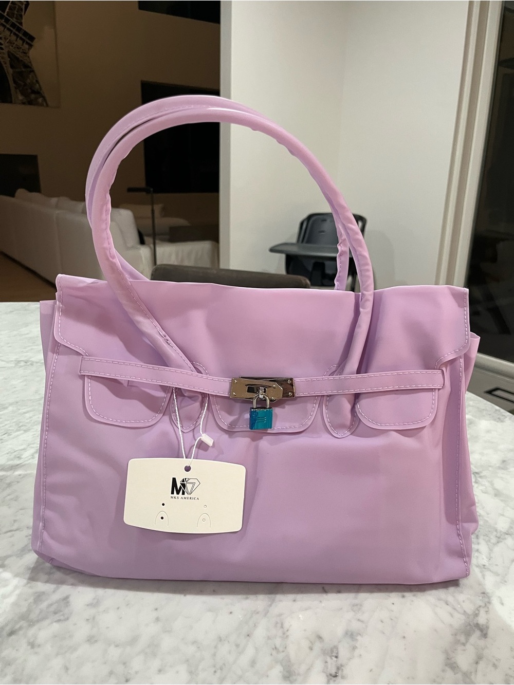 Lavender jelly Birkin Tote Handbag with Padlock - Unbranded